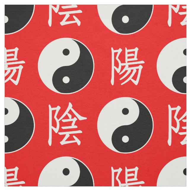 Red Background Chinesisches Yinyang-Muster Stoff (Muster)