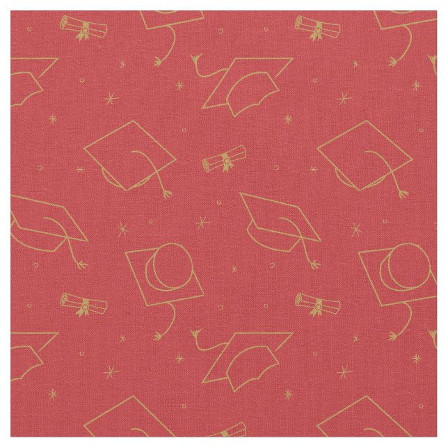 Red Background Graduation Cap Toss Stoff (Nahaufnahme)