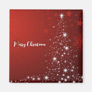 Red Background mit Starry Christmas Tree Magnet