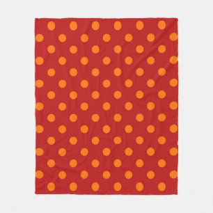Red Background Orange Polka Dots Design Fleecedecke