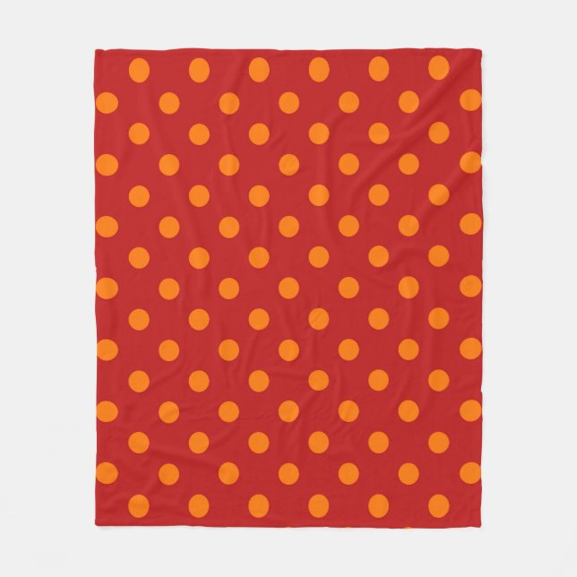 Red Background Orange Polka Dots Design Fleecedecke (Vorderseite)
