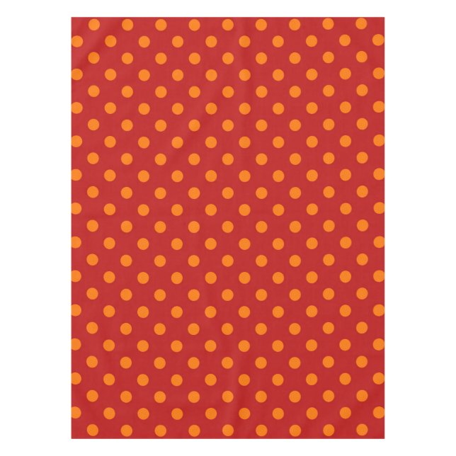 Red Background Orange Polka Dots Design Tischdecke (Vorderseite)