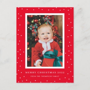 Red Background Polka Dot Foto Weihnachten Postkart Postkarte