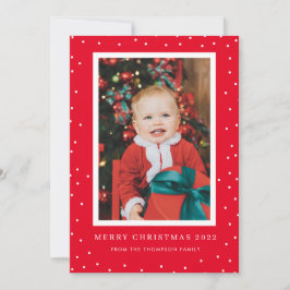 Red Background Polka Dot Foto Weihnachtskarte Einladung