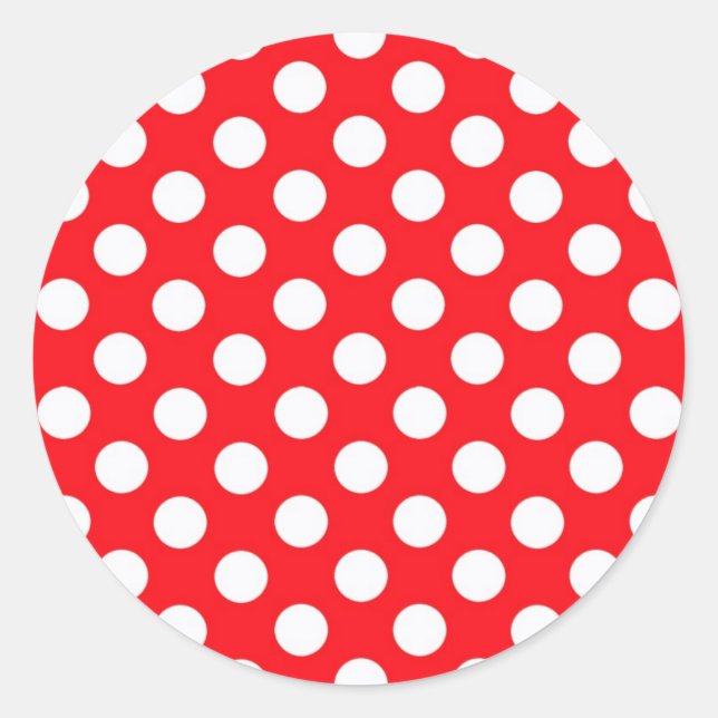 Red Background White Polka Dot Runder Aufkleber (Vorderseite)