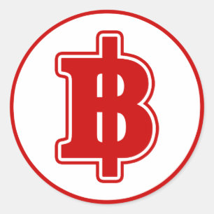 RED BAHT SIGN ฿ thailändischer ฿ Runder Aufkleber