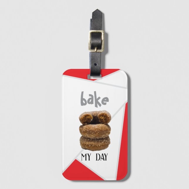 Red Bake My Day Gepäckanhänger (Vorderseite Vertikal)