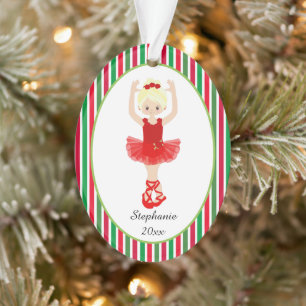 Red Ballerina Stripes Personalisiert Ornament