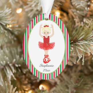 Red Ballerina Stripes Personalisiert Ornament