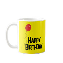 Red Balloon Happy Birthday Yellow Mug
