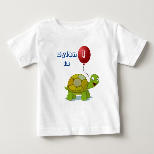 Red Balloon und Turtle Baby Birthday T - Shirt (Vorderseite)