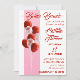 Red Balloons. Elegante Bridal Brunch-Karte Einladung