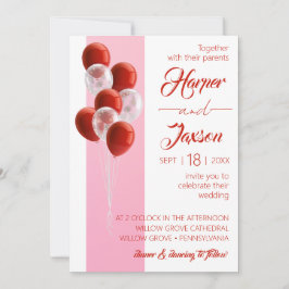 Red Balloons. Elegante Hochzeitskarte Einladung