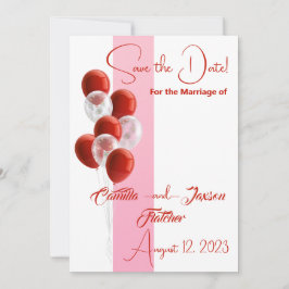 Red Balloons. Elegante Save the Date Karte