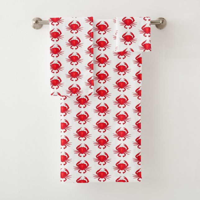 Red Baltimore Maryland Crab Beach Meeresfrüchte Badhandtuch Set (Insitu)