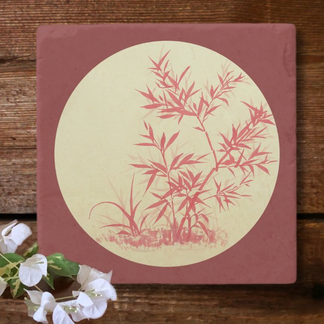 Red Bamboo - rund - kein Cally Canvas Printplaner Steinuntersetzer (Von Creator hochgeladen)