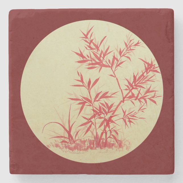 Red Bamboo - rund - kein Cally Canvas Printplaner Steinuntersetzer (Vorderseite)