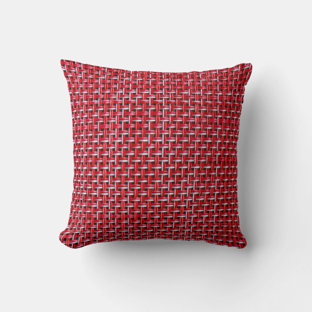 Red Bamboo Wicker Rattan Texture Kissen (Vorderseite)