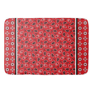 Red Bandana Boho Prints Badematte