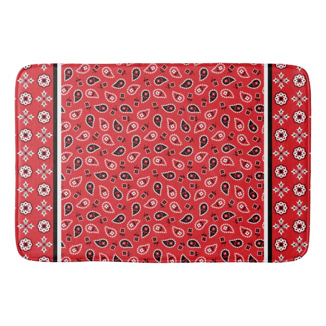 Red Bandana Boho Prints Badematte (Vorderseite)