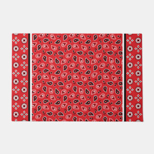 Red Bandana Boho Prints Fußmatte