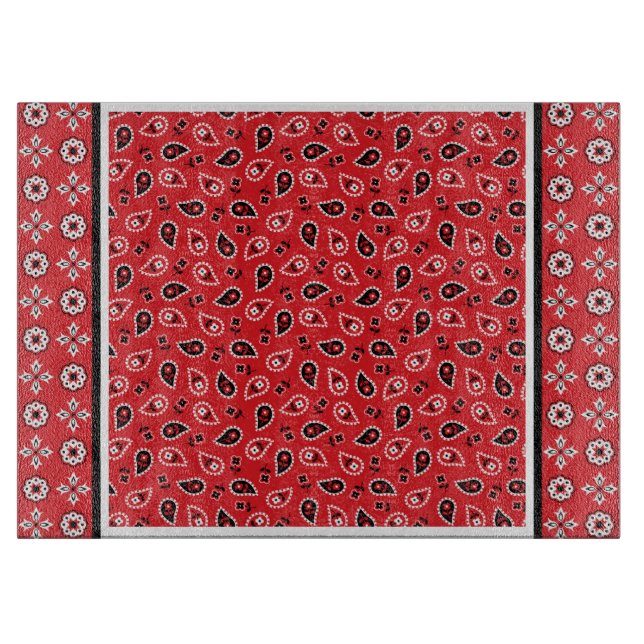 Red Bandana Boho Prints Schneidebrett (Vorderseite)