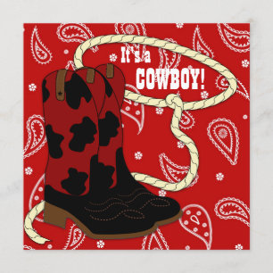 Red Bandana Cowboy Baby Showboy Einladung