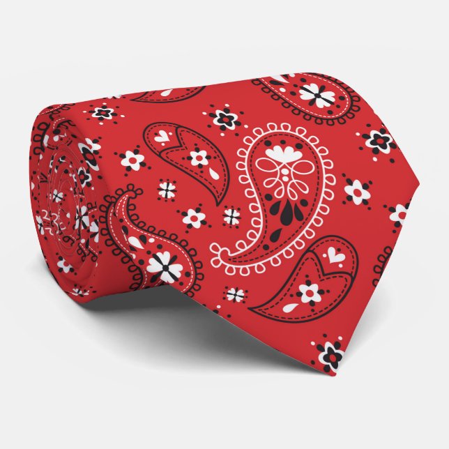 Red Bandana HandkerChief Paisley Krawatte (Gerollt)