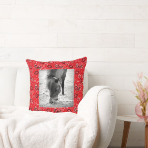 Red Bandana Horse FOTO Haustier Name Jahr Stalldek Kissen