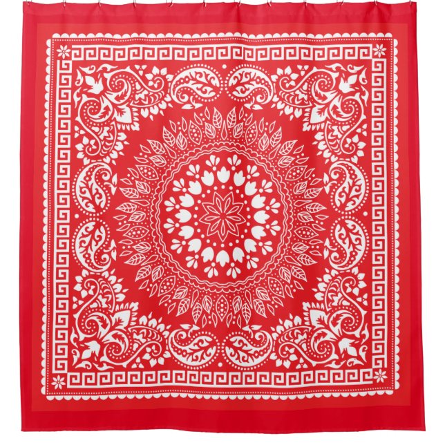 Red Bandana Muster-4 Duschvorhang (Vorderseite)