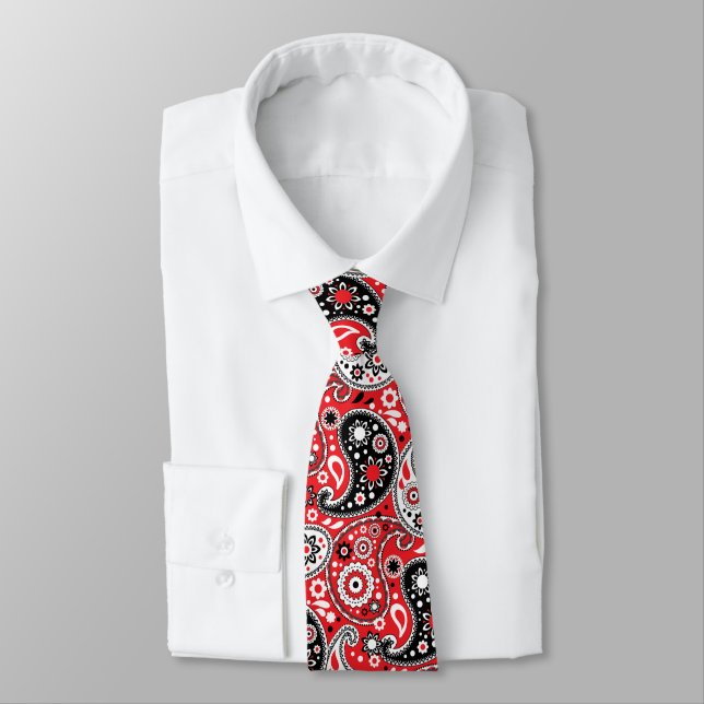 Red Bandana Paisley Eleganter Western Krawatte (Gebunden)
