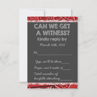 Red Bandana Rustic Chalkboard Country Wedding UAWG RSVP Karte