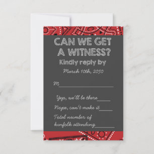 Red Bandana Rustic Chalkboard Country Wedding UAWG RSVP Karte