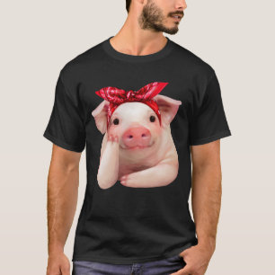 Red Bandanna Pig Funny I Liebe Piggy T-Shirt