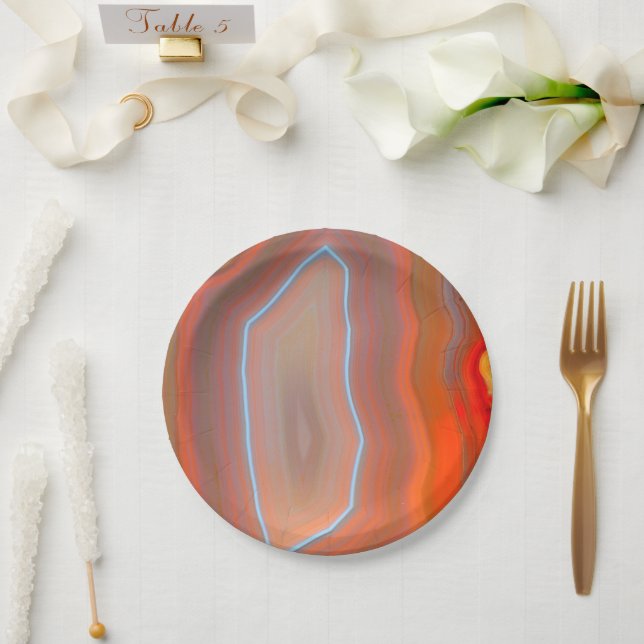 Red Banded Sliced Agate Pappteller (Hochzeit)