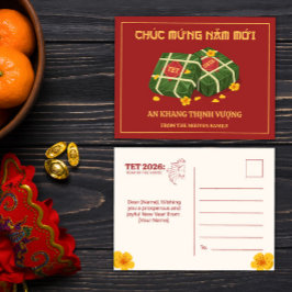 Red Banh Chung Tet 2026 Year of the Horse Vietnam Feiertagspostkarte