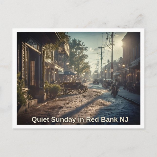 Red Bank NJ Quiet Sunday Scene 1920s Postkarte (Vorderseite)