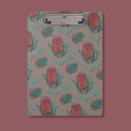 Red Banksia Watercolor - Australian Native Blume Klemmbrett