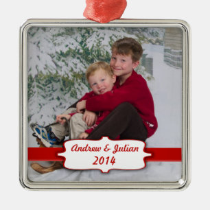 Red Banner Foto Ornament