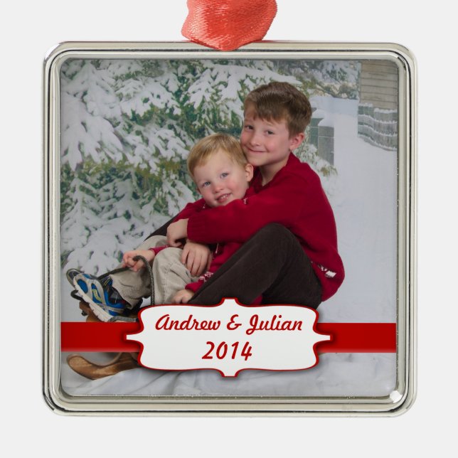 Red Banner Foto Ornament (Vorne)