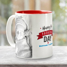 Red Banner Happy 1. Vatertag 2 Foto Fett Zweifarbige Tasse