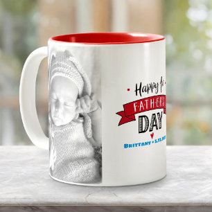 Red Banner Happy 1. Vatertag 2 Foto Fett Zweifarbige Tasse