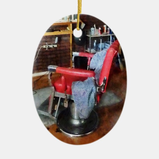 Red Barber Chair Keramik Ornament (Vorne)