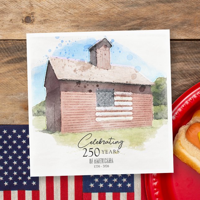 Red Barn 250 Years Americana 4. Juli Party Serviette (Von Creator hochgeladen)