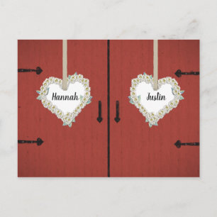 Red Barn and Daisises Country Wedding Save the Dat Postkarte