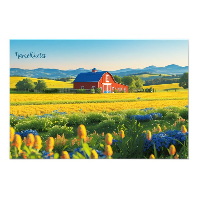 Red Barn and Rolling Hills Fotodruck (Vorne)