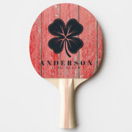 Red Barn Boards Four Leaf Clover with Name Tischtennis Schläger
