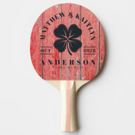 Red Barn Boards Irish Lucky Clover Wedding Crest Tischtennis Schläger