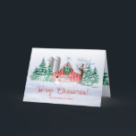 Red Barn Christmas Wreath Snowman Feiertagskarte<br><div class="desc">Die schöne rote Scheune mit Schneemann und Schneefall ist von Hand illustriert,  entworfen und urheberrechtlich geschützt ©Jacqueline Schneider. Passen Sie Ihren Familiennamen nach außen und innen an. Der Gruß im Inneren lautet: "Hoffe,  dass deine Feriensaison voller Lachen und Freude ist! (Dies kann auch angepasst werden.)</div>