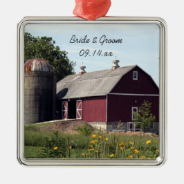 Red Barn Country Wedding Ornament Aus Metall